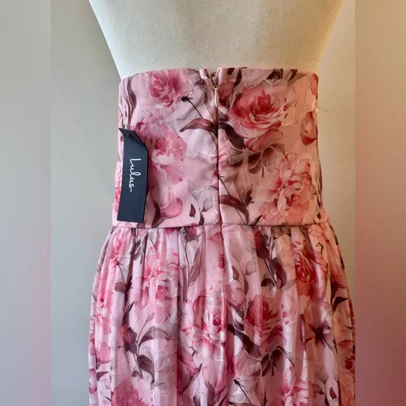 Lulu's Special Moment Strapless Bustier Pink Floral Maxi Dress Size XL NWT - Picture 11 of 16